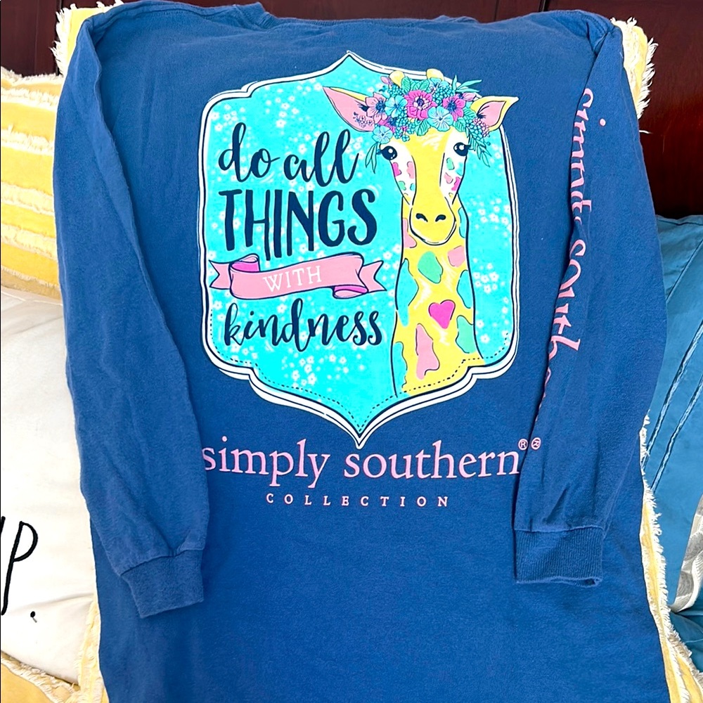 Simply Southern Blue and Pink 🦒 Long Sleeve Tee